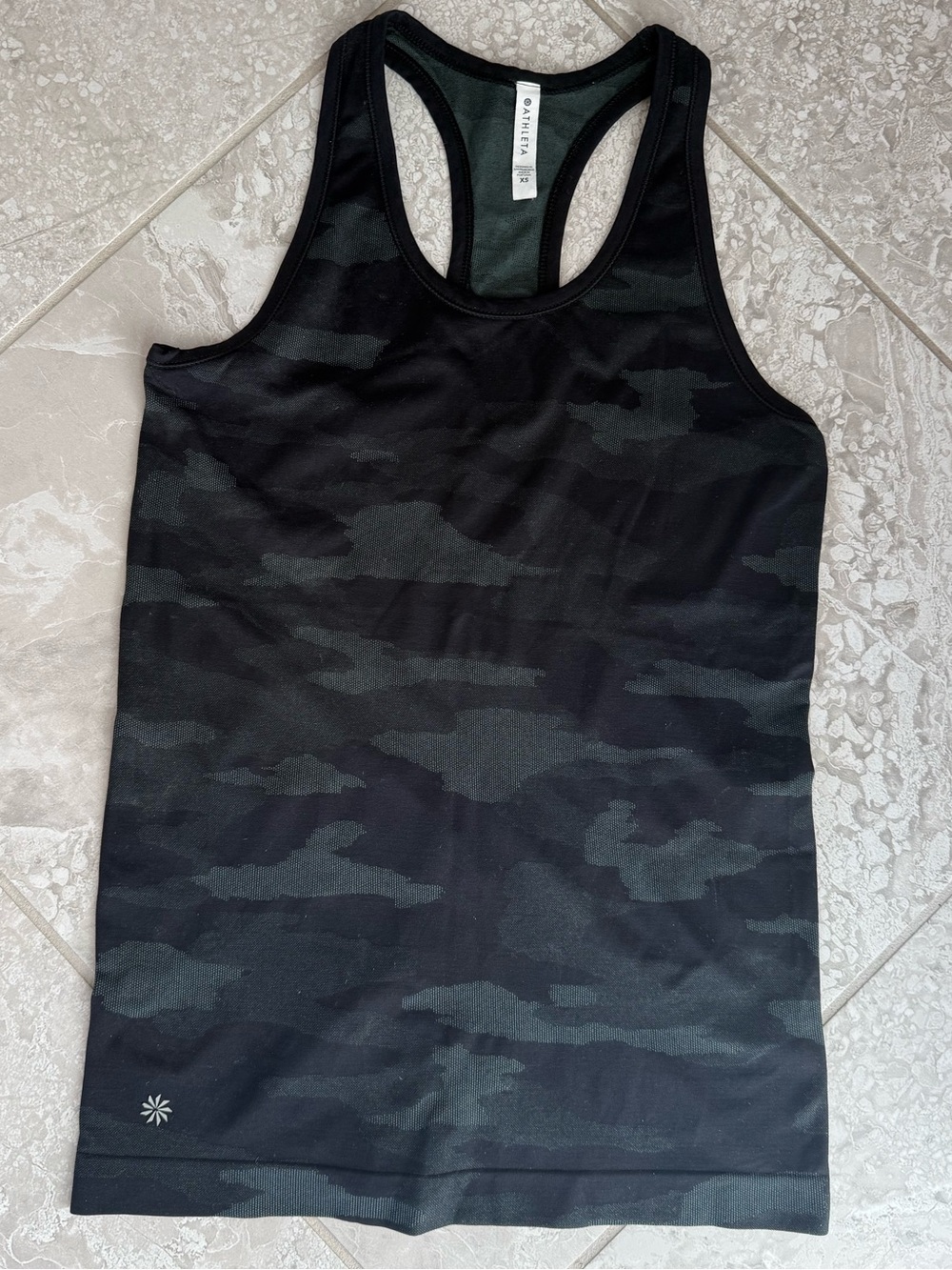Athleta Black Camo Racerback Tank Top, Size XS